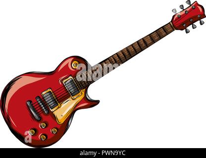 Guitare électrique télévision vector illustration. Instrument de musique rock Illustration de Vecteur