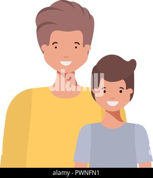 Le père avec son fils souriant caractère avatar
