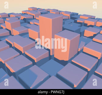 Blocs Cubes abstrait Motif de fond. 3D Render. Banque D'Images