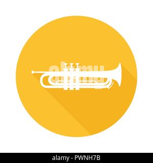 Icône de trompette, Vecteur Illustration de l'instrument de musique en laiton isolé sur blanc. Plus d'instruments de cuivre en portefeuille. Illustration de Vecteur
