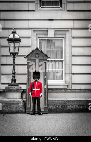 Londres, Angleterre - 30 août 2014 : l'imprimeur de la garde à Buckingham Palace, la résidence officielle de la Reine d'Angleterre Banque D'Images