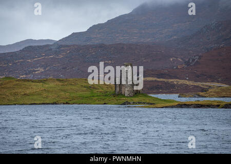 Château Ardvreck à Loch Assynt, Sutherland, North West Highlands, Ecosse, Royaume-Uni Banque D'Images