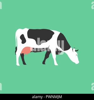 Vache mignon télévision vecteur illustration isolé sur fond vert. Caractère des animaux de ferme. Illustration de Vecteur