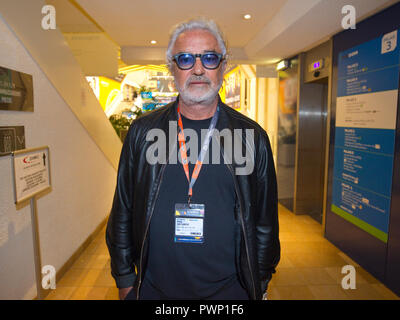 Cannes, France - 16 octobre 2018 : MIPCOM, leader mondial de l'industrie du divertissement Événement avec Flavio Briatore. Un événement de Reed MIDEM, MIPTV, TV, télévision, marché, commerce, Content Trade Show, MIP, Mipjunior, dans le monde d'utilisation | Banque D'Images