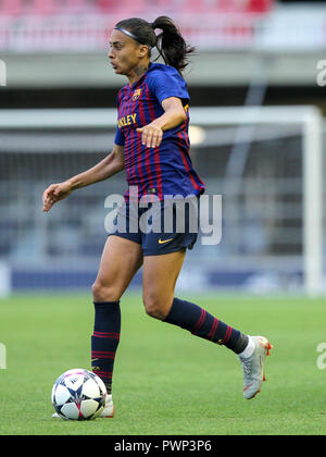 Miniestadi, Barcelone, Espagne. 17 Oct, 2018. Femmes de l'UEFA Champions League Football, Barcelone et Glasgow City ; Andressa Alves de FC Barcelone entraîne le ballon vers l'avant : Action Crédit Plus Sport/Alamy Live News Banque D'Images