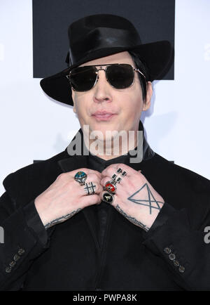 17 octobre 2018 - Hollywood, CA, États-Unis - 17 octobre 2018 - Hollywood, Californie - Marilyn Manson. ''Halloween'' Los Angeles Premiere tenue au Théâtre chinois de Grauman. Crédit photo : Birdie Thompson/AdMedia (crédit Image : © Birdie Thompson/AdMedia via Zuma sur le fil) Banque D'Images