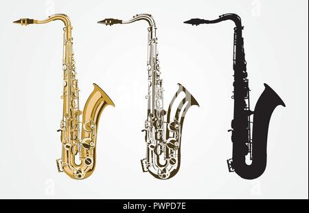 Saxophone classique de modèle pour votre conception d'illustration vectorielle Illustration de Vecteur