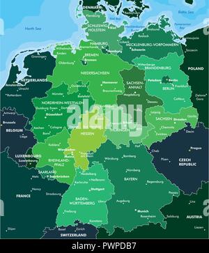 Carte des couleurs de l'Allemagne d'illustration vectorielle détaillée Illustration de Vecteur