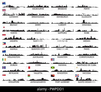 Ville de l'Australie et l'île grande série de silhouettes vecteur ville Illustration de Vecteur