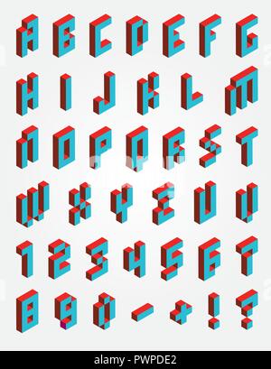 Vector illustration isométrique Pixel Fonts de votre conception Illustration de Vecteur