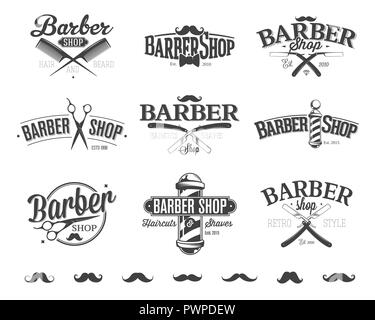 Emblèmes Barber Shop typographiques modèle pour la conception de votre logo Illustration de Vecteur