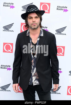 Gaz Coombes au cours de la Q Awards 2018 en association avec Radio absolue au Roundhouse de Camden, Londres. Banque D'Images