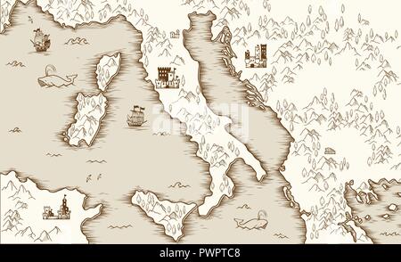 Carte ancienne de l'Italie, la cartographie médiévale, vector illustration modèle pour votre conception Illustration de Vecteur