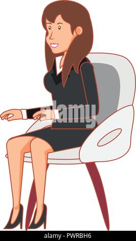 Businesswoman sitting in chair avatar vecteur illustration design de caractère Illustration de Vecteur