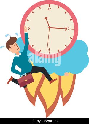 Horloge temps de démarrage lanceur avec businessman vector illustration design Illustration de Vecteur