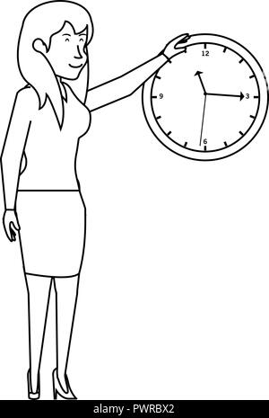 Businesswoman élégant avec réveil un vecteur illustration design Illustration de Vecteur
