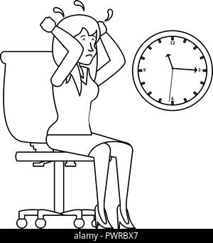 Businesswoman sitting in chair avec horloge temps vector illustration design Illustration de Vecteur