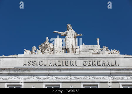 Détail de l'Palazzo Stratti, administré par la compagnie d'assurances Assicurazioni Generali - Trieste, Frioul-Vénétie Julienne, Italie Banque D'Images