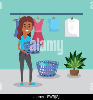 Femme sur la blanchisserie Illustration de Vecteur
