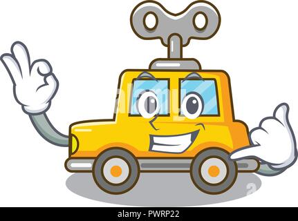 M'appeler clockwork toy voiture isolé sur Mascot Illustration de Vecteur