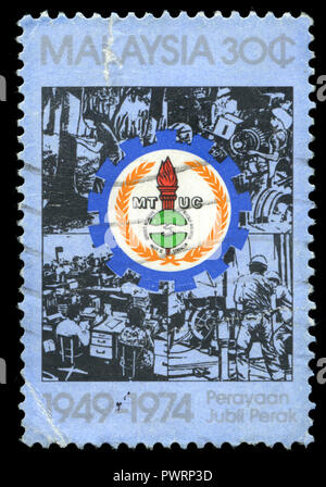 Timbre cachet de la Malaisie dans le Malaysian Trade Union Congress série émise en 1975 Banque D'Images