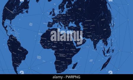 Blue carte politique du monde, télévision vecteur illustration modèle pour votre conception Illustration de Vecteur