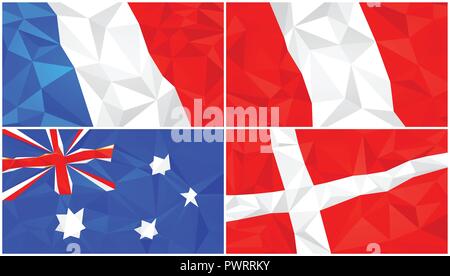 Low poly drapeau, abstract background triangulaire polygonale set 3 modèle pour votre conception Illustration de Vecteur