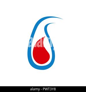 Logo goutte d'eau avec l'icône de couleur Bleu Rouge Illustration de Vecteur