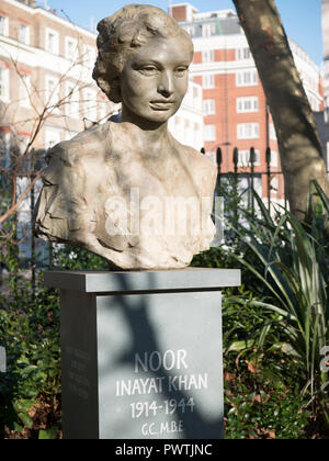 Statue de Noor Inayat Khan, également connu sous le nom de Nora Baker, un agent SOE DANS LA SECONDE GUERRE MONDIALE qui a été capturé et exécuté à Dachau, le 13 septembre 1944 Banque D'Images