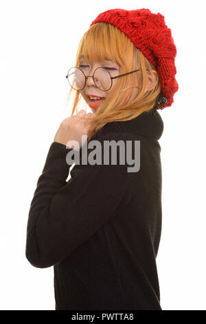 Young happy Asian woman smiling with eyes closed Banque D'Images