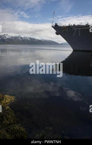 TROMSØ, NORVÈGE (28 juin 2017) La classe Arleigh Burke destroyer lance-missiles USS Ross (DDG 71) amarré à Tromso, Norvège, le 28 juin 2017. Ross, l'avant-déployé à Rota, Espagne, mène des opérations navales dans la sixième flotte américaine zone d'opérations à l'appui de la sécurité nationale des États-Unis en Europe et en Afrique. ( Banque D'Images