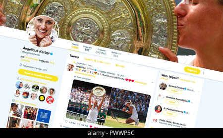 Compte Twitter Offic de joueuse de tennis allemande Angelique Kerber Banque D'Images