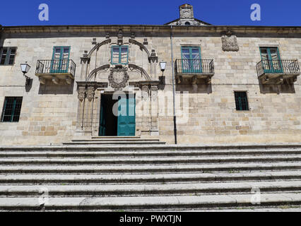 L'impressionnante façade de l'un des nombreux vestiges romains dans la partie ancienne de Lugo, le nord de l'Espagne Banque D'Images