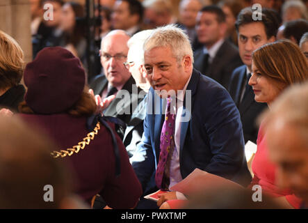 Président de la Chambre des communes John Bercow au service commémoratif à la cathédrale de Southwark, Londres pour l'ex-secrétaire de la culture, la Baronne, Tessa Jowell. Banque D'Images