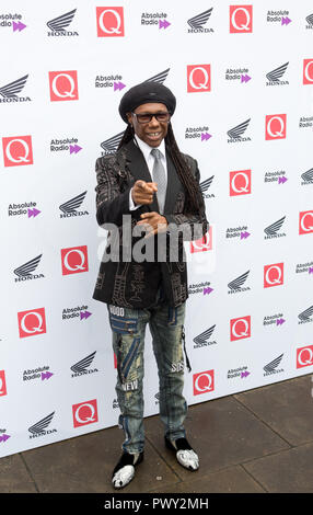 Londres, Royaume-Uni. 17 octobre 2018. La Maison ronde Chalk Farm Nile Rodgers arrive aux Q Awards 2018 en association avec Absolute radio Credit: Dean Fardell /Alay Live News Banque D'Images