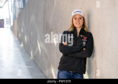 Herzogenaurach, Allemagne. 18 Oct, 2018. Viktoria Rebensburg, skieur alpin, photographié au bord de l'habillement de l'hiver des sportifs de l'Association allemande de ski (DSV) Crédit : Daniel Karmann/dpa/Alamy Live News Banque D'Images