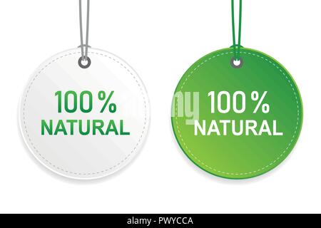 100  % cachet naturel et vert white label vector illustration EPS10 Illustration de Vecteur