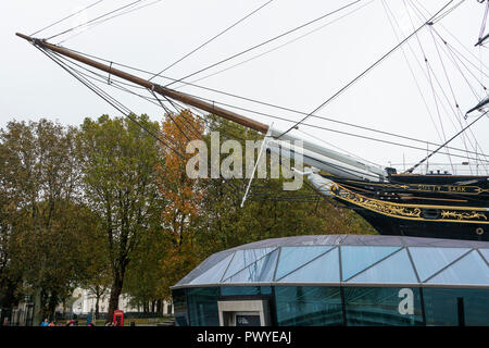 Le Cutty Sark Tea Clipper Voilier ouvert au public comme une pièce de musée à Greenwich sur la Tamise Londres Angleterre Royaume-Uni UK Banque D'Images