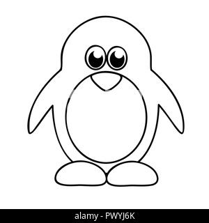 Pictogramme icône simple pingouin, contours vector illustration Illustration de Vecteur