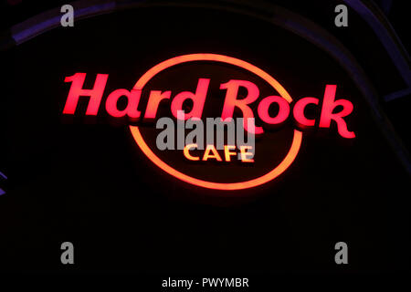 Logo das der Marke 'Hard Rock Café', Lisboa, Portugal . Banque D'Images