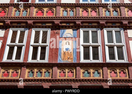 Peinture murale, Apothekenstreet, Duderstadt, Basse-Saxe, Allemagne, Europe Banque D'Images