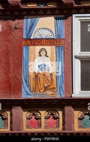 Peinture murale, Apothekenstreet, Duderstadt, Basse-Saxe, Allemagne, Europe Banque D'Images