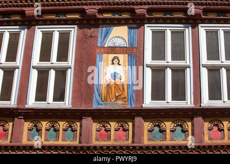 Peinture murale, Apothekenstreet, Duderstadt, Basse-Saxe, Allemagne, Europe Banque D'Images