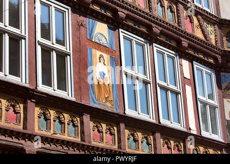 Peinture murale, Apothekenstreet, Duderstadt, Basse-Saxe, Allemagne, Europe Banque D'Images