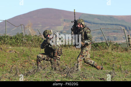 Le 113e Bataillon d'infanterie de prendre part à un exercice de préparation de la Mission de Glen of Imaal, Wicklow, en vue de leur prochain déploiement de la Force intérimaire des Nations Unies au Liban (FINUL) au début de novembre. Le déploiement de la 113ème bataillon d'infanterie, 452 soldats irlandais tournez vers le sud du Liban le mois prochain dans ce qui est le plus grand déploiement outre-mer de l'Irlande à une seule zone de la mission pendant plusieurs années. Banque D'Images