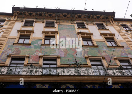 Novak Departement store , U Nováků façade art nouveau, Vodičkova , Prague, République tchèque. Banque D'Images