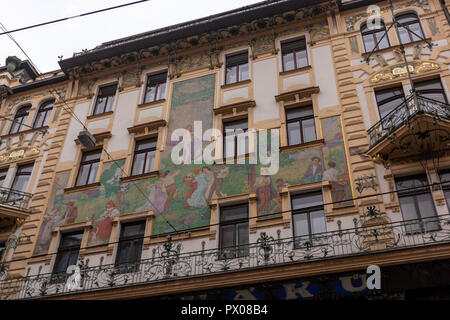 Novak Departement store , U Nováků façade art nouveau, Vodičkova , Prague, République tchèque. Banque D'Images