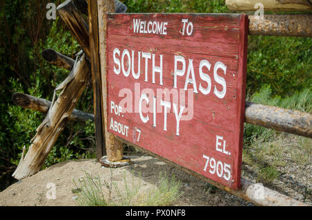 La Ville de South Pass State Historic Site dans le Wyoming welcome sign Banque D'Images