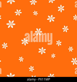 Flocons blanc motif transparent. Fond orange. illustration. Banque D'Images