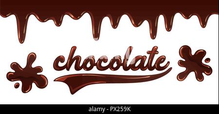 Inscription à la fondue au chocolat chocolat liquide écrite Illustration de Vecteur